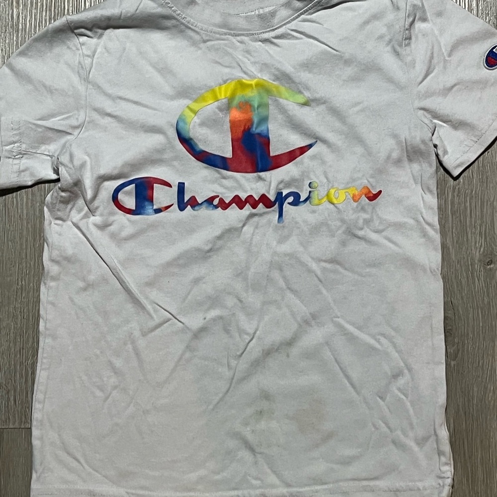 Champion Kids White T-Shirt with Multicolor Logo